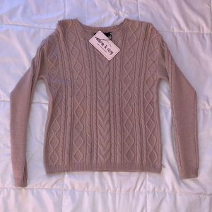 NEVER WORN Mauve Pink/Tan Super Soft Knit Sweater